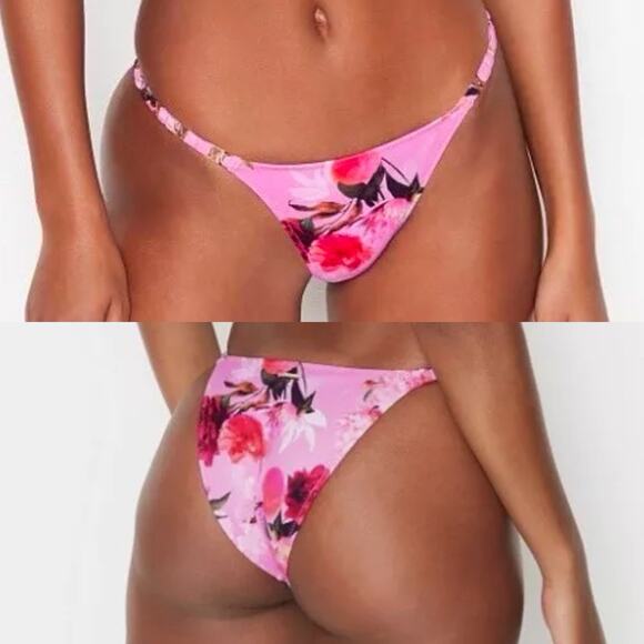 NWT Victoria’s Secret Oceanside Brazilian Bikini Bottom S Small Pink Floral - Picture 1 of 5